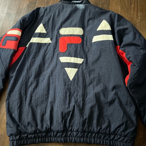 Vintage 90s FILA  Ski Puffer Jacket Nylon Parka Down Red White Blue - Picture 2 of 3